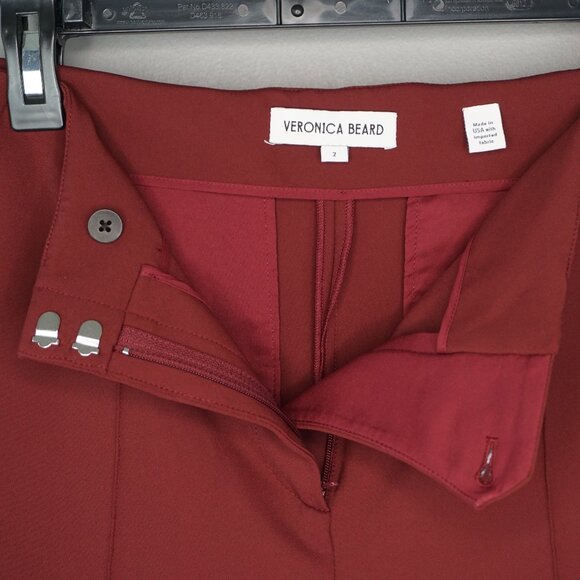 New Veronica Beard Jaya Stretch Crop Kick Flare Pants in Oxblood size 2 - Picture 13 of 16